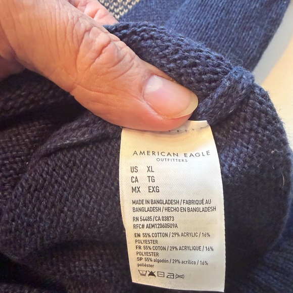 EUC American Eagle Men's XL Tall Pullover Hooded Sweater Aztec Southwest - Picture 5 of 6